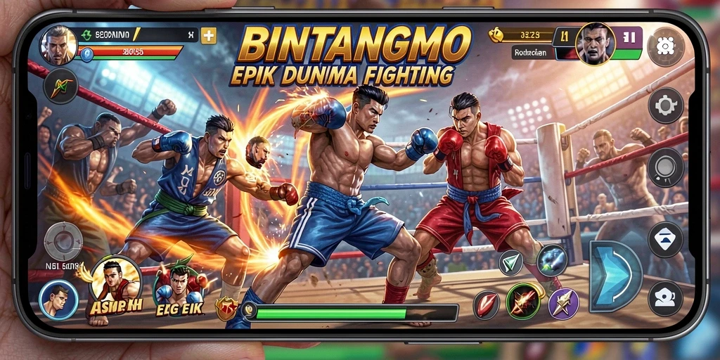 Tampilan menarik dari gameplay pertarungan BINTANGMPO.