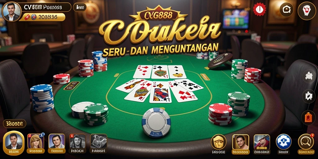 Tampilan gameplay utama CVG8888 dengan suasana Poker yang seru.
