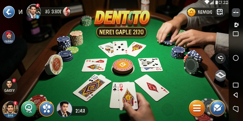 Tampilan gameplay seru DENTOTO saat pemain bermain Gaple.