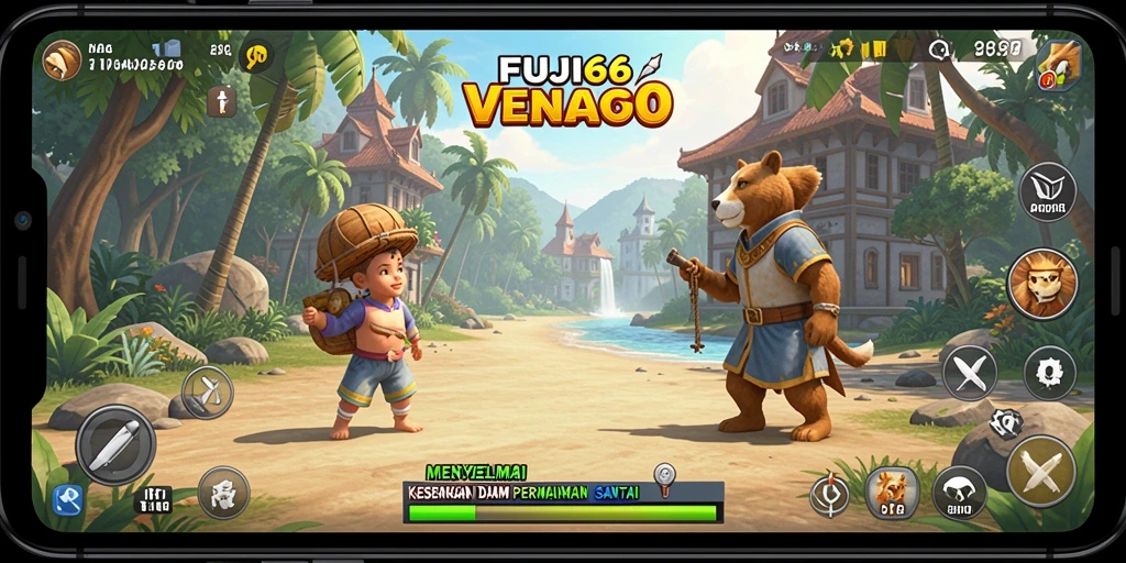 Tampilan gameplay <strong>FUJI66</strong> yang ceria dan menarik.