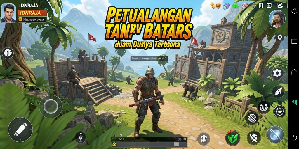 Screenshot gameplay IDNRAJA menampilkan eksplorasi dunia terbuka yang memukau.