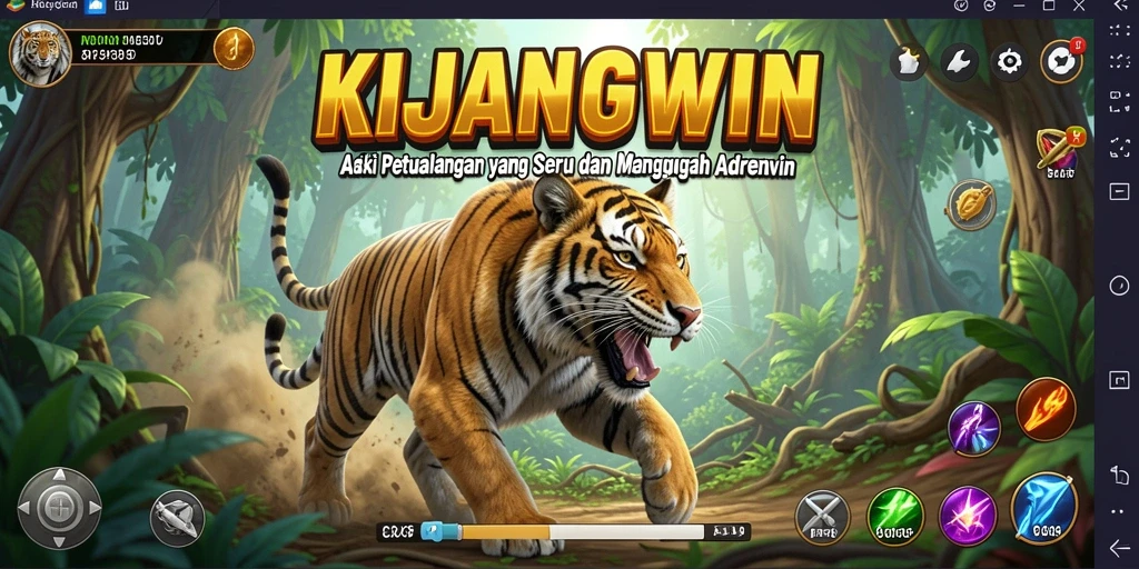 Tangkapan layar KIJANGWIN menampilkan aksi seru dengan karakter yang berjuang melawan musuh.
