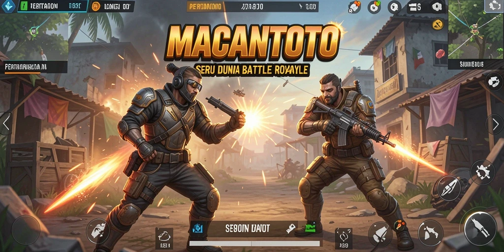 Screenshot menampilkan aksi intens dalam pertempuran di MACANTOTO.