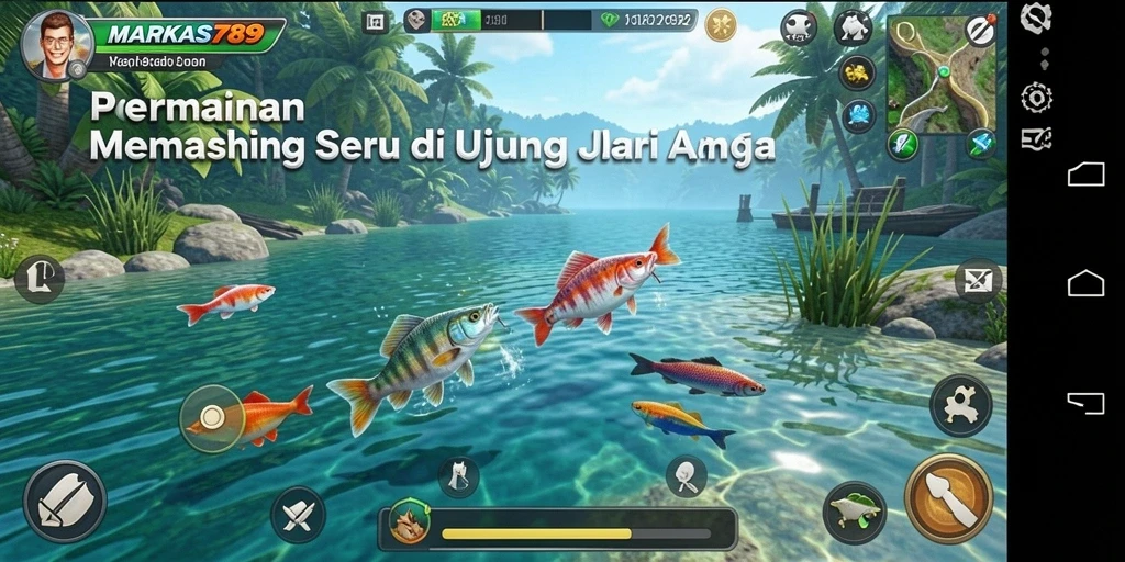 Tampilan gameplay MARKAS789 yang menarik saat menangkap ikan.