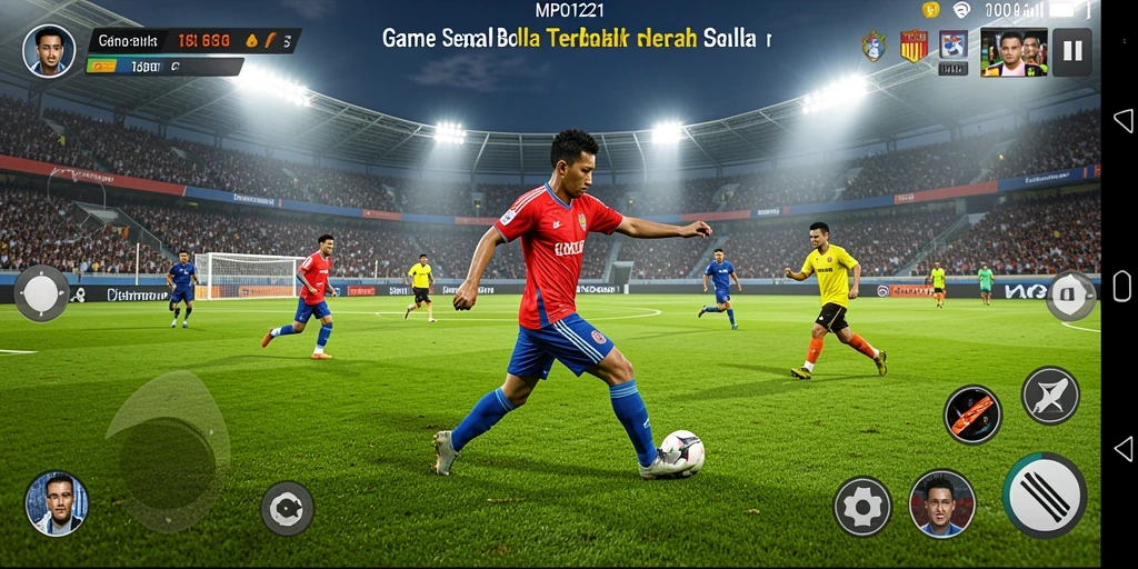Tampilan aktivitas gameplay sepak bola yang menegangkan dan menarik.