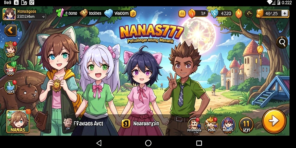 Tampilan gameplay NANAS777 yang seru dengan karakter anime favorit.