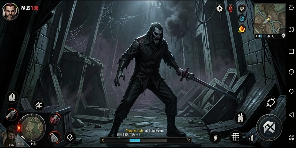 Screenshot gameplay PAUS188 menampilkan suasana menegangkan di dalam kegelapan.