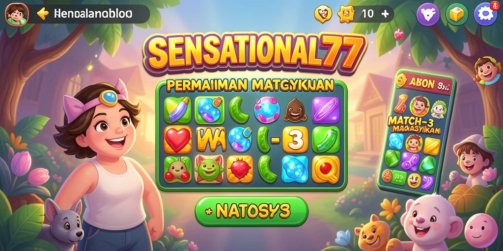 Tampilan gameplay SENSATIONAL77 yang penuh warna dan menarik.