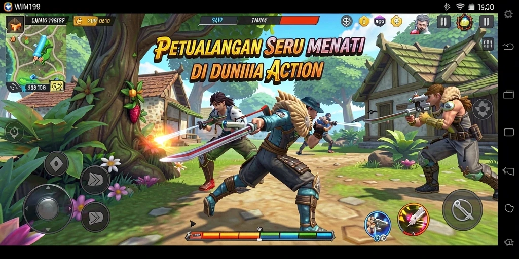 Screenshot gameplay WIN199 menampilkan aksi mendebarkan di medan perang.